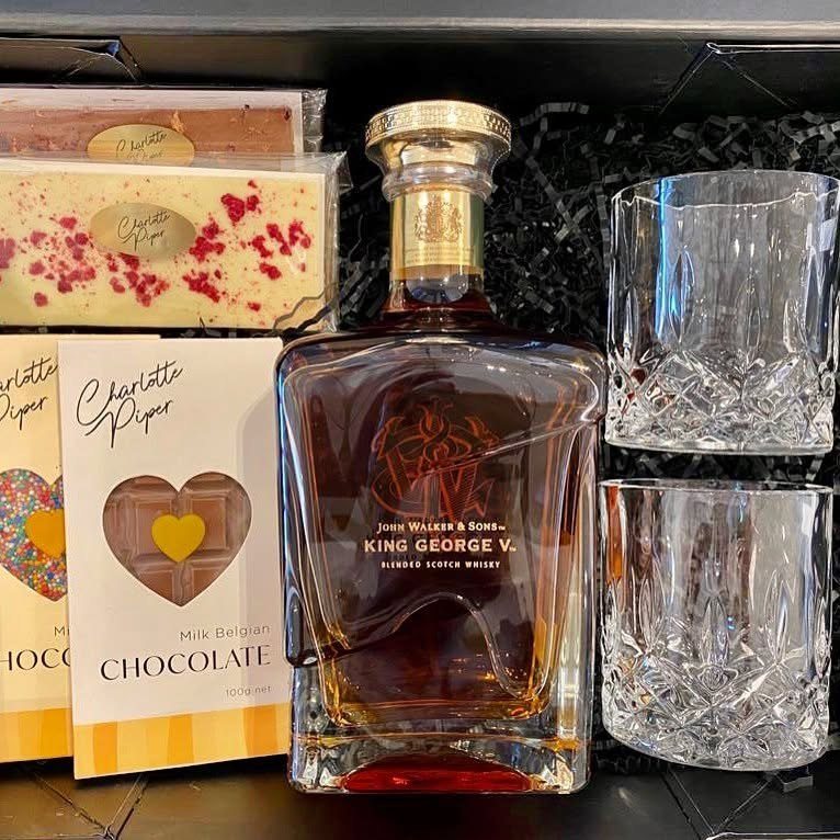 Premium corporate gifting with spirits, glassware and chocolate